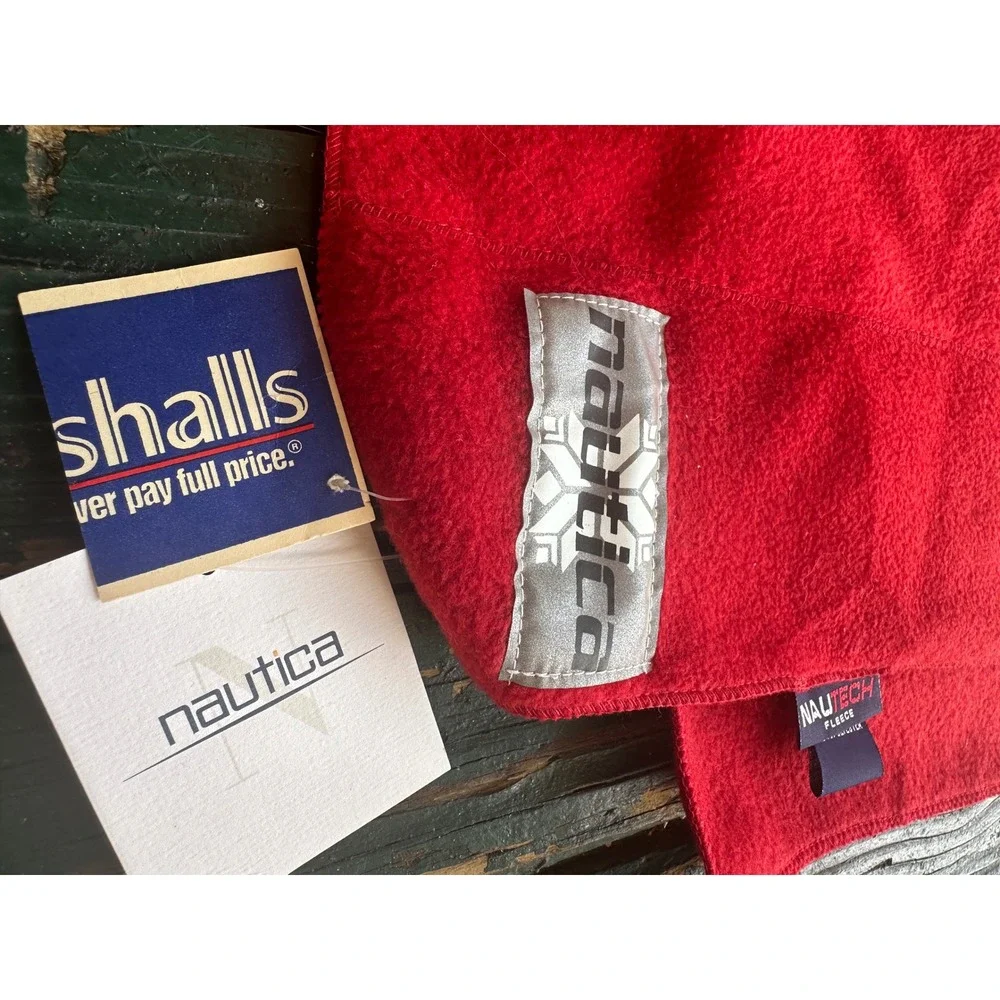 Nautica Red NauTech‎ Fleece Scarf Winter Warm Snowflake Logo Patch New With Tags